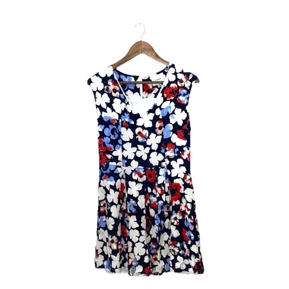 I. Madeline Floral Dress Midi Length Blue Red White Wedding GuestSize Medium